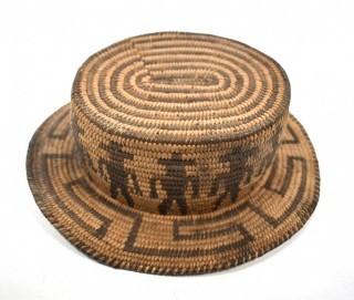 19th Century Prairie, Plains and Plateau Native American Pictorial Woven Hat 