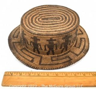 19th Century Prairie, Plains and Plateau Native American Pictorial Woven Hat 