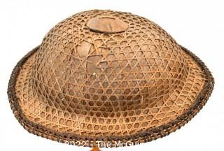 19th Century Native American Woven Cane Basket Hat. {Note: Additional photo was added 3-7-22 @ 8:17am ET}