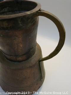 Copper pitcher; 15 1/2" tall