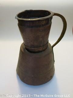 Copper pitcher; 15 1/2" tall