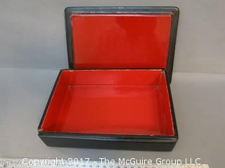 Lacquered keepsake covered box; made in USSR; 6 x 8 x 2 1/2"T