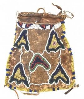 19th Century Prairie, Plains and Plateau Native American Beaded Hide Pouch.