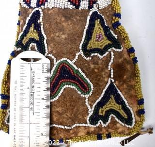 19th Century Prairie, Plains and Plateau Native American Beaded Hide Pouch.