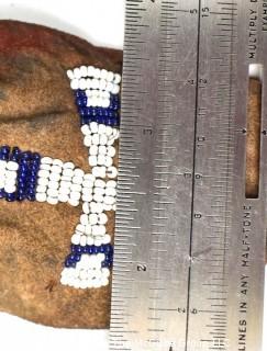 19th Century Prairie, Plains and Plateau Native American Beaded, Possibly Nez Perce, Child's Hide Moccasins.  Wear from age. 
