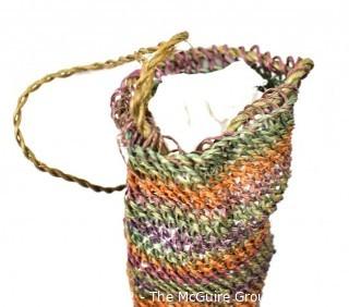 19th Century Native American Polychromatic Woven Side Drawstring Pouch or Bag.