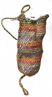 19th Century Native American Polychromatic Woven Side Drawstring Pouch or Bag.