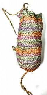 19th Century Native American Polychromatic Woven Side Drawstring Pouch or Bag.