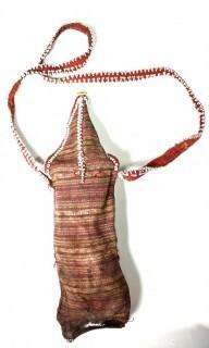 19th Century Native American Woven Fabric Bag or Pouch with Bead Decoration. 