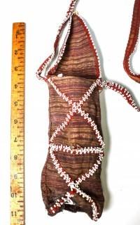 19th Century Native American Woven Fabric Bag or Pouch with Bead Decoration. 