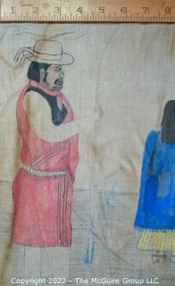 Late 19th Century 24 Ft Long Ute Plateau Native American Bear Dance Story Cloth Painting, Ink and Pigment on Muslin. There is a short video in the "Photo Gallery" and additional photos 

