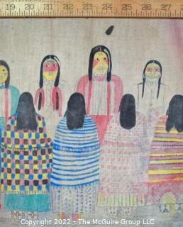 Late 19th Century 24 Ft Long Ute Plateau Native American Bear Dance Story Cloth Painting, Ink and Pigment on Muslin. There is a short video in the "Photo Gallery" and additional photos 

