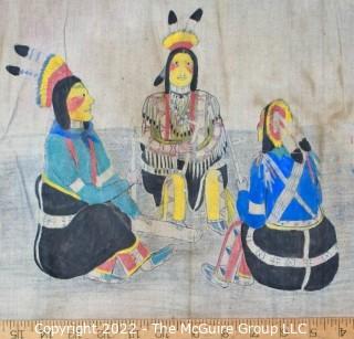 Late 19th Century 24 Ft Long Ute Plateau Native American Bear Dance Story Cloth Painting, Ink and Pigment on Muslin. There is a short video in the "Photo Gallery" and additional photos 

