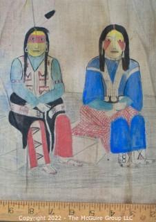 Late 19th Century 24 Ft Long Ute Plateau Native American Bear Dance Story Cloth Painting, Ink and Pigment on Muslin. There is a short video in the "Photo Gallery" and additional photos 

