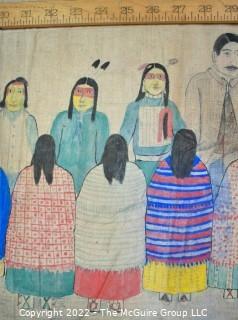 Late 19th Century 24 Ft Long Ute Plateau Native American Bear Dance Story Cloth Painting, Ink and Pigment on Muslin. There is a short video in the "Photo Gallery" and additional photos 

