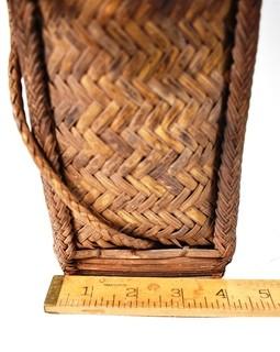 19th Century Prairie, Plains and Plateau Native American Herringbone Weave Child's Pack Basket with Back Straps. 