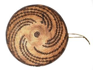 19th Century Prairie, Plains and Plateau Native American Coiled Woven Basket. 10" Diameter.