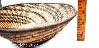 19th Century Prairie, Plains and Plateau Native American Coiled Woven Basket. 10" Diameter.