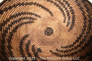 19th Century Prairie, Plains and Plateau Native American Coiled Woven Basket. 10" Diameter.