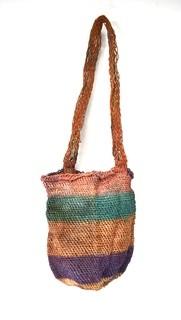 19th Century Prairie, Plains and Plateau Native American Polychromatic Woven Bag. 