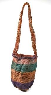 19th Century Prairie, Plains and Plateau Native American Polychromatic Woven Bag. 