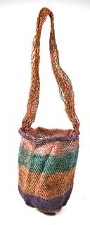 19th Century Prairie, Plains and Plateau Native American Polychromatic Woven Bag. 