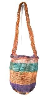 19th Century Prairie, Plains and Plateau Native American Polychromatic Woven Bag. 