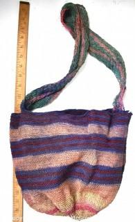 19th Century Prairie, Plains and Plateau Native American Polychromatic Woven Bag.  