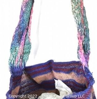 19th Century Prairie, Plains and Plateau Native American Polychromatic Woven Bag.  