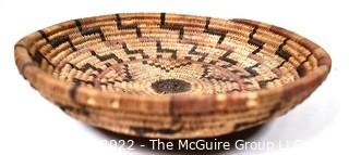 19th Century Prairie, Plains and Plateau Native American Coiled Wedding Basket in Step Zig-Zag Pattern.  8" Diameter.