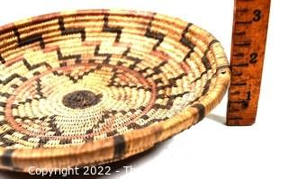 19th Century Prairie, Plains and Plateau Native American Coiled Wedding Basket in Step Zig-Zag Pattern.  8" Diameter.