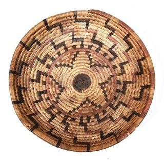 19th Century Prairie, Plains and Plateau Native American Coiled Wedding Basket in Step Zig-Zag Pattern.  8" Diameter.