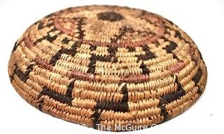 19th Century Prairie, Plains and Plateau Native American Coiled Wedding Basket in Step Zig-Zag Pattern.  8" Diameter.