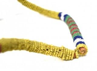 19th Century Native American Beaded Umbilical Cord Lizard Fetish or Effigy Necklace.  Break in Cord. {Note: Additional photos were added 3-7-22 @ 8:06am ET}