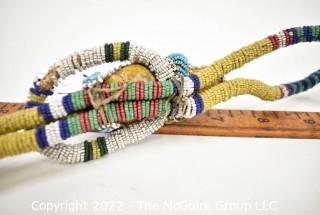 19th Century Native American Beaded Umbilical Cord Lizard Fetish or Effigy Necklace.  Break in Cord. {Note: Additional photos were added 3-7-22 @ 8:06am ET}