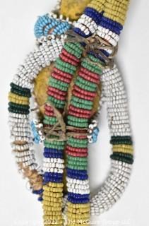 19th Century Native American Beaded Umbilical Cord Lizard Fetish or Effigy Necklace.  Break in Cord. {Note: Additional photos were added 3-7-22 @ 8:06am ET}