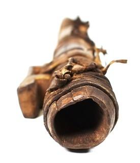 19th Century Native American Courting Flute wrapped with Rawhide Cord.  19" long. {Note: Additional photos were added 3-7-22 @ 8:09am ET}