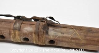 19th Century Native American Courting Flute wrapped with Rawhide Cord.  19" long. {Note: Additional photos were added 3-7-22 @ 8:09am ET}