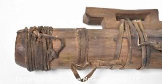 19th Century Native American Courting Flute wrapped with Rawhide Cord.  19" long. {Note: Additional photos were added 3-7-22 @ 8:09am ET}