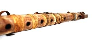 19th Century Native American Courting Flute wrapped with Rawhide Cord.  19" long. {Note: Additional photos were added 3-7-22 @ 8:09am ET}