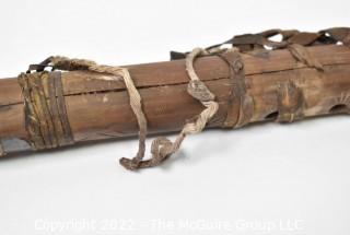 19th Century Native American Courting Flute wrapped with Rawhide Cord.  19" long. {Note: Additional photos were added 3-7-22 @ 8:09am ET}