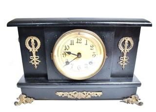 Antique Ornate Mantel Clock with Footed Base Made by the  New Haven Clock Company  No. 108