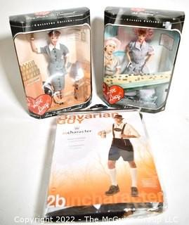 Two (2) New in Box Lucille Ball Toy Dolls Made by Mattel and One (1) New in Package Adult Costume.