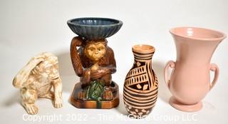 Four (4) Pottery Vases and Deocorative Items. 