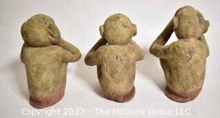 Three (3) Ceramic Three Wise Monkeys - Speak No Evil, Hear No Evil & See No Evil