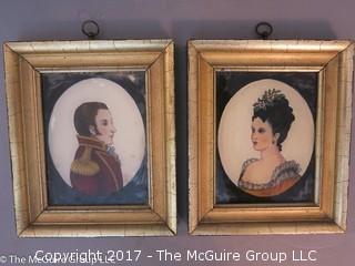 Profiles of aristocratic couple;5 1/2 x 7" 