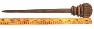 19th Century Prairie, Plains and Plateau Native American Carved Wood Ceremonial Rattle or Toy. 11"