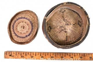 19th Century Native American Woven Basket with Mismatched Lid.