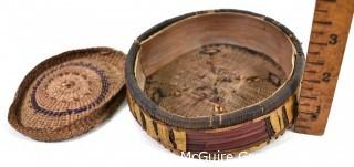 19th Century Native American Woven Basket with Mismatched Lid.