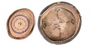 19th Century Native American Woven Basket with Mismatched Lid.